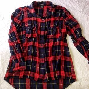red/navy button down flannel